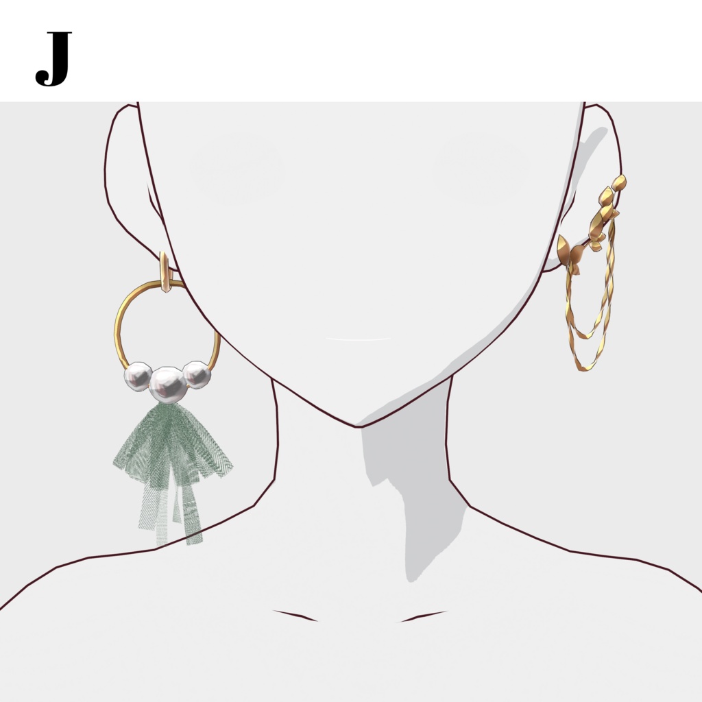 セール中!!【VRoid正式版対応】ピアス13種(ヘアープリセット)