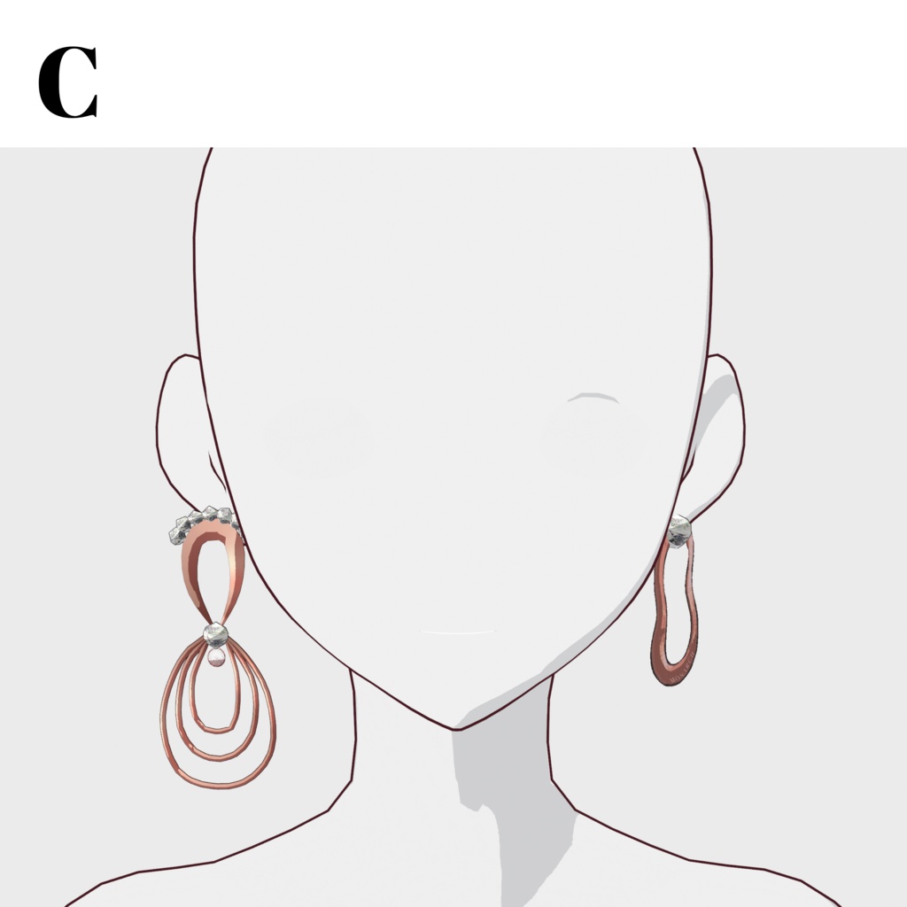 セール中!!【VRoid正式版対応】ピアス13種(ヘアープリセット)