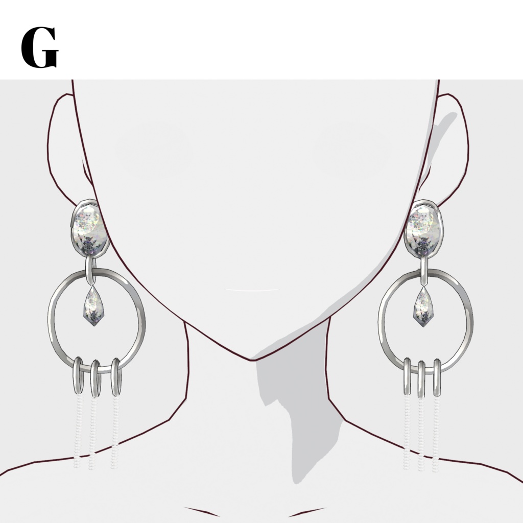 セール中!!【VRoid正式版対応】ピアス13種(ヘアープリセット)