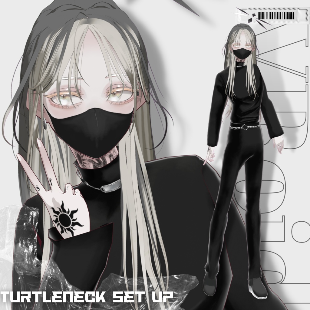 【VRoid】タートルネックセットアップ＆黒マスク