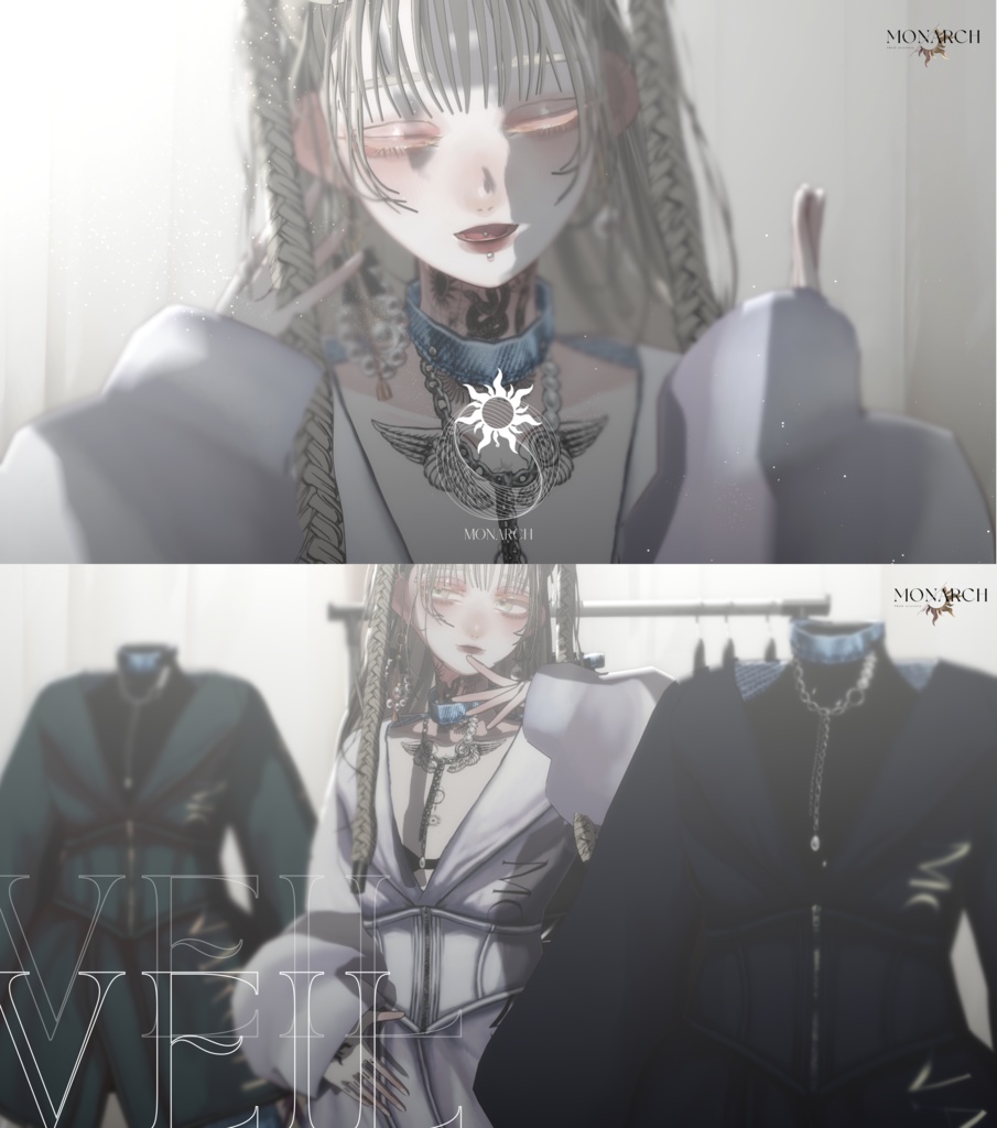 【無料版あり】ランタンスリーブシャツワンピース #VRoid 【VEIL Model】