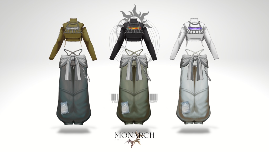 【無料版あり】オープンショルダーハイネックトップス&チェーンビスチェ#VRoid 【SHINSEKAI Model】