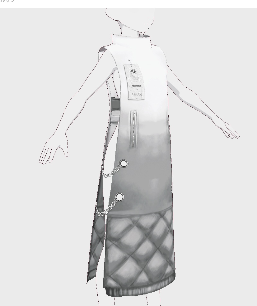 【無料版あり】チェーンハイネックロングコート#VRoid 【HIKARI Model】