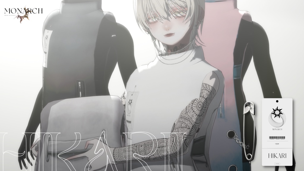 【無料版あり】チェーンハイネックロングコート#VRoid 【HIKARI Model】