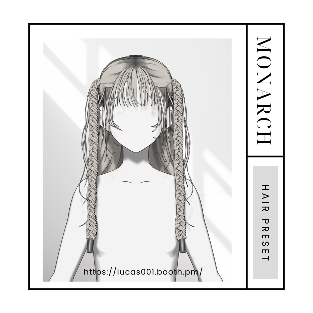 VRoidハーフ三つ編みツインテールヘアプリセット