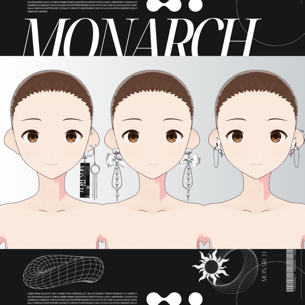 【free/無料】VRoidピアス3種セット #MONARCH_V