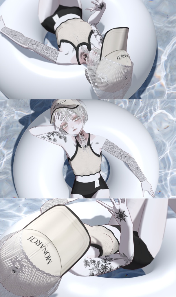 【#VRoid】MONARCH swimsuit × cap × babushka #MONARCH_V