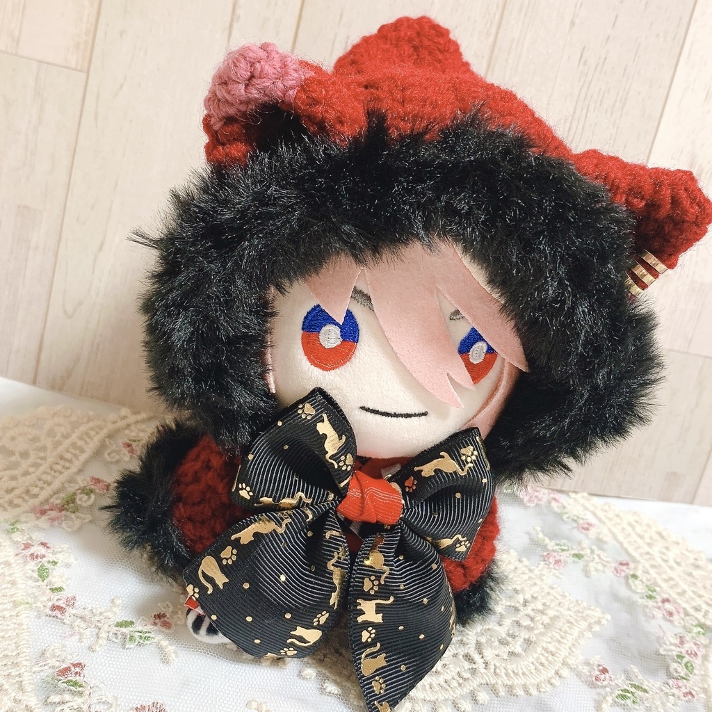 フード付き、ぬい用ケープ 赤