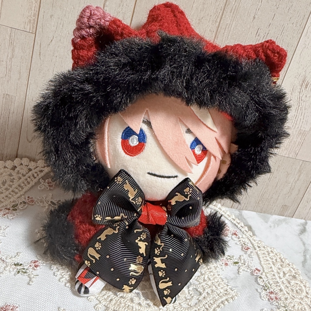 フード付き、ぬい用ケープ 赤