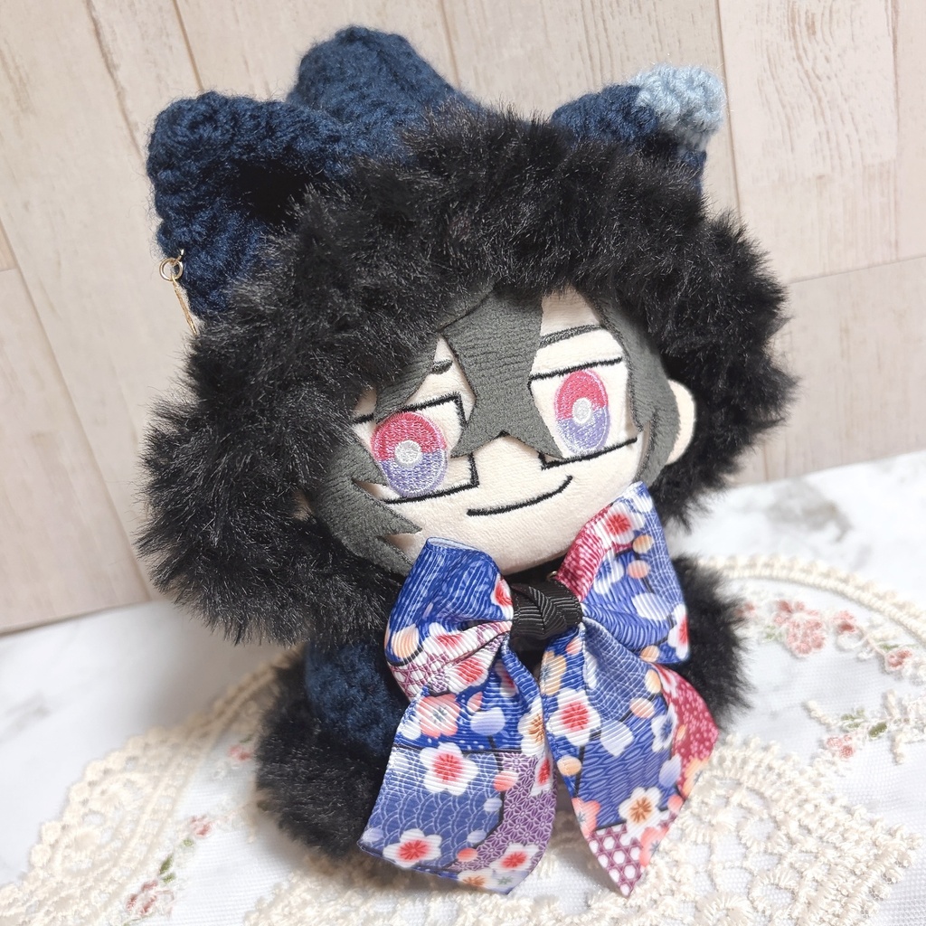 フード付き、ぬい用ケープ 青