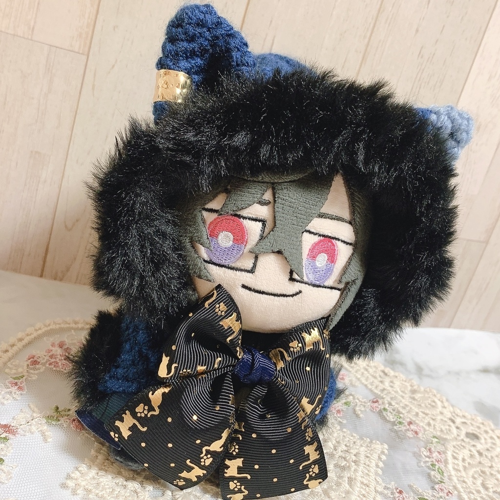 フード付き、ぬい用ケープ 青