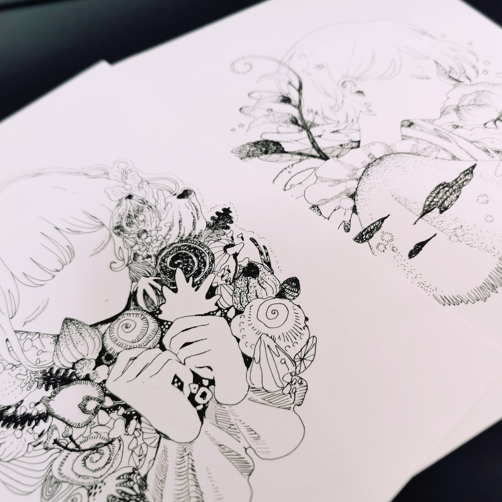 ペン画原画1、2
