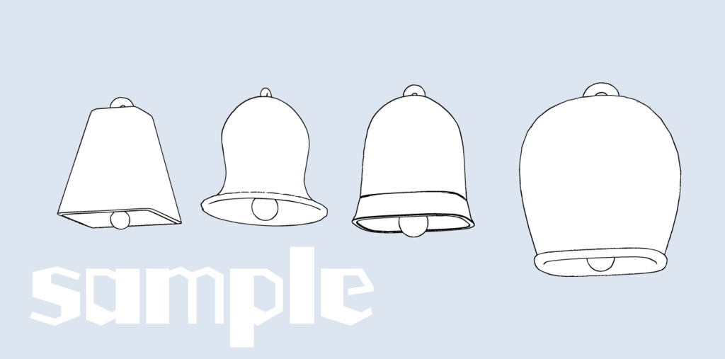 【無料配布】クリスタ用3D素材 カウベル4種