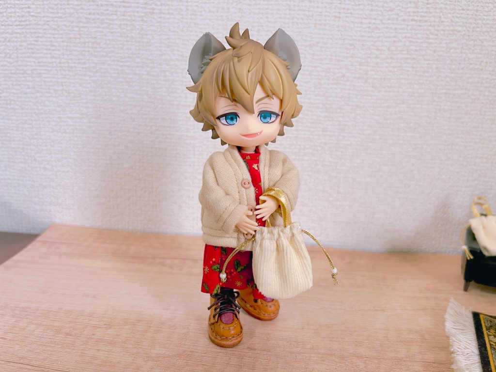 コーデュロイの巾着バッグ