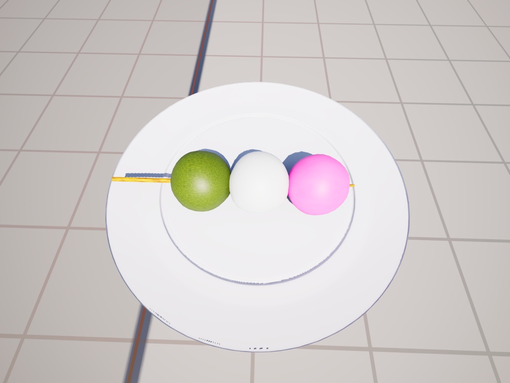 【3Dモデル】三色団子＆お皿セット（個別梱包）