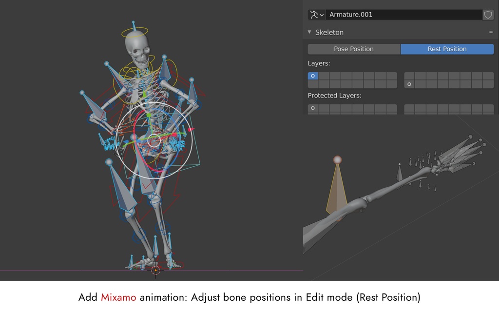 ローポリ人体モデル(Mixamoアニメーションガイド付き)