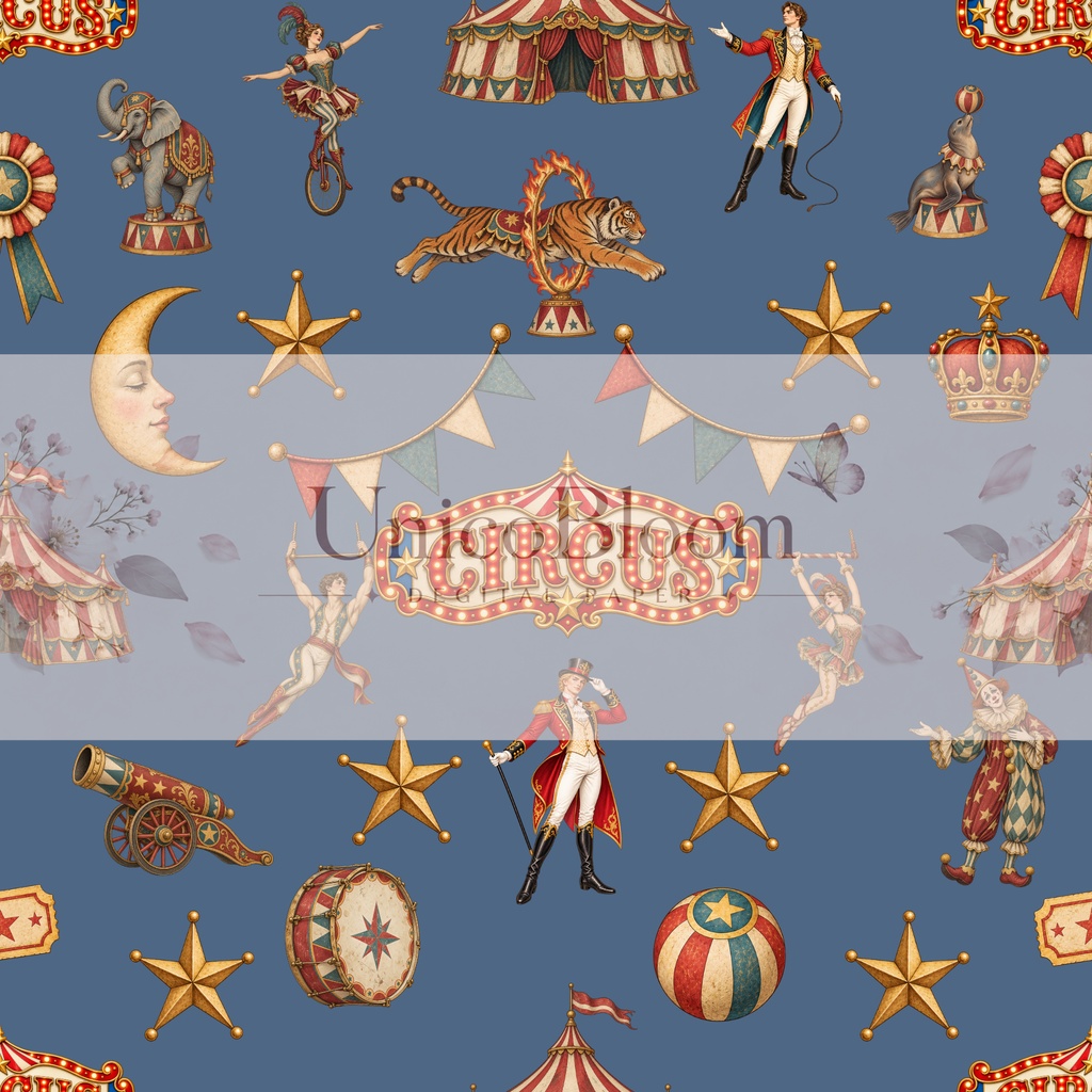 ビンテージサーカスデジタルペーパー5枚セット|壁紙・背景素材・ラッピング・デジタル手帳|Vintage Circus