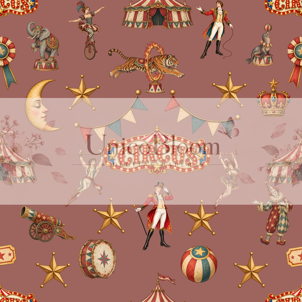 ビンテージサーカスデジタルペーパー5枚セット|壁紙・背景素材・ラッピング・デジタル手帳|Vintage Circus