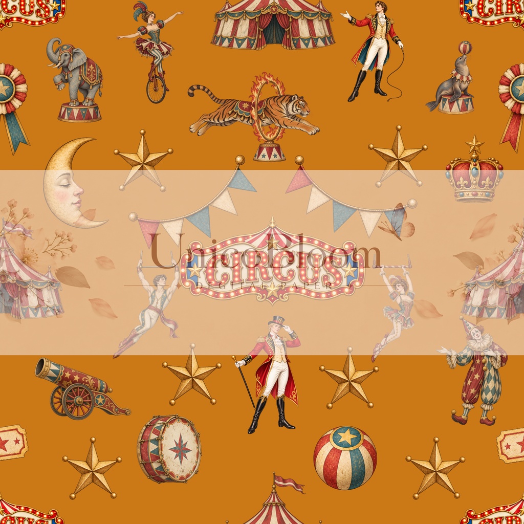 ビンテージサーカスデジタルペーパー5枚セット|壁紙・背景素材・ラッピング・デジタル手帳|Vintage Circus