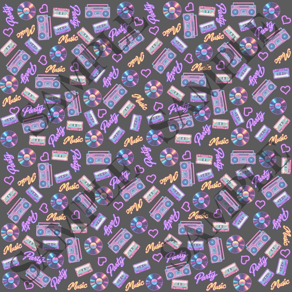 80'sシティーポップミュージックデジタルペーパー4枚セット3600×3600pxPNG・PDF|壁紙・背景素材・ラッピング・手帳素材|商用利用OK|80’s City Pop Music