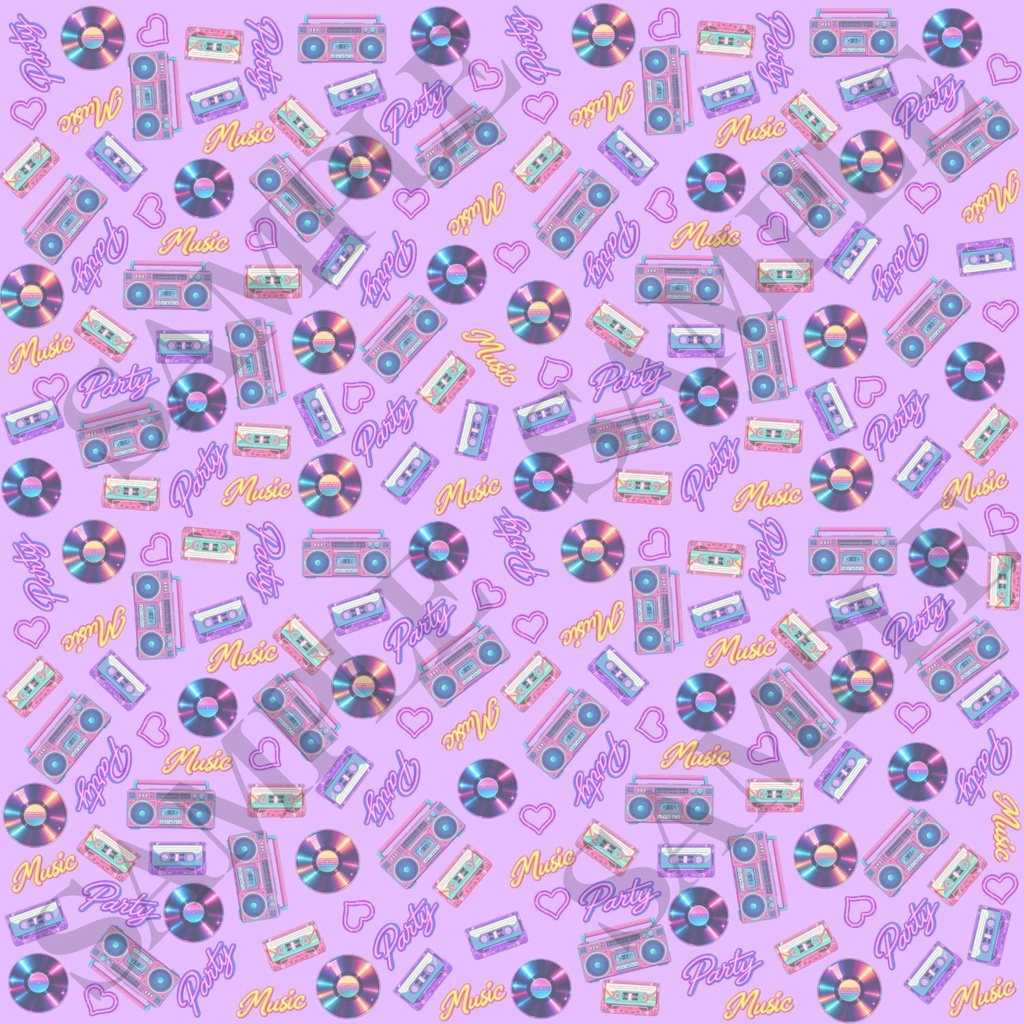 80'sシティーポップミュージックデジタルペーパー4枚セット3600×3600pxPNG・PDF|壁紙・背景素材・ラッピング・手帳素材|商用利用OK|80’s City Pop Music