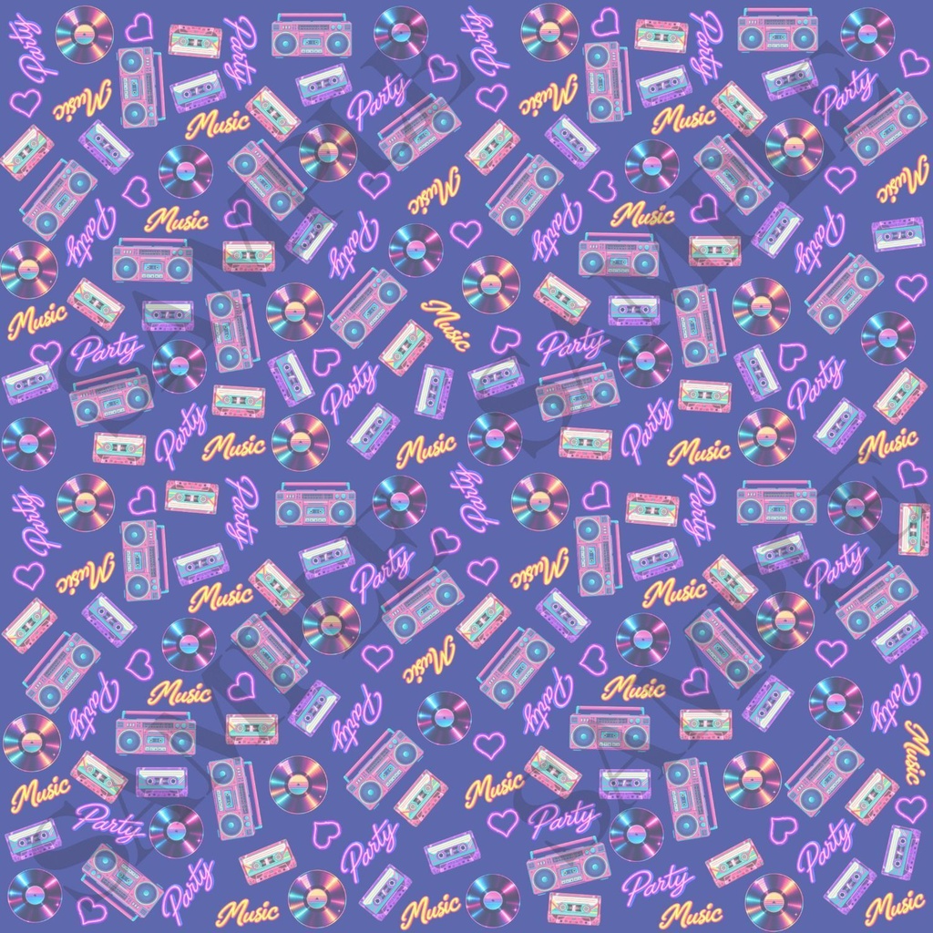 80'sシティーポップミュージックデジタルペーパー4枚セット3600×3600pxPNG・PDF|壁紙・背景素材・ラッピング・手帳素材|商用利用OK|80’s City Pop Music