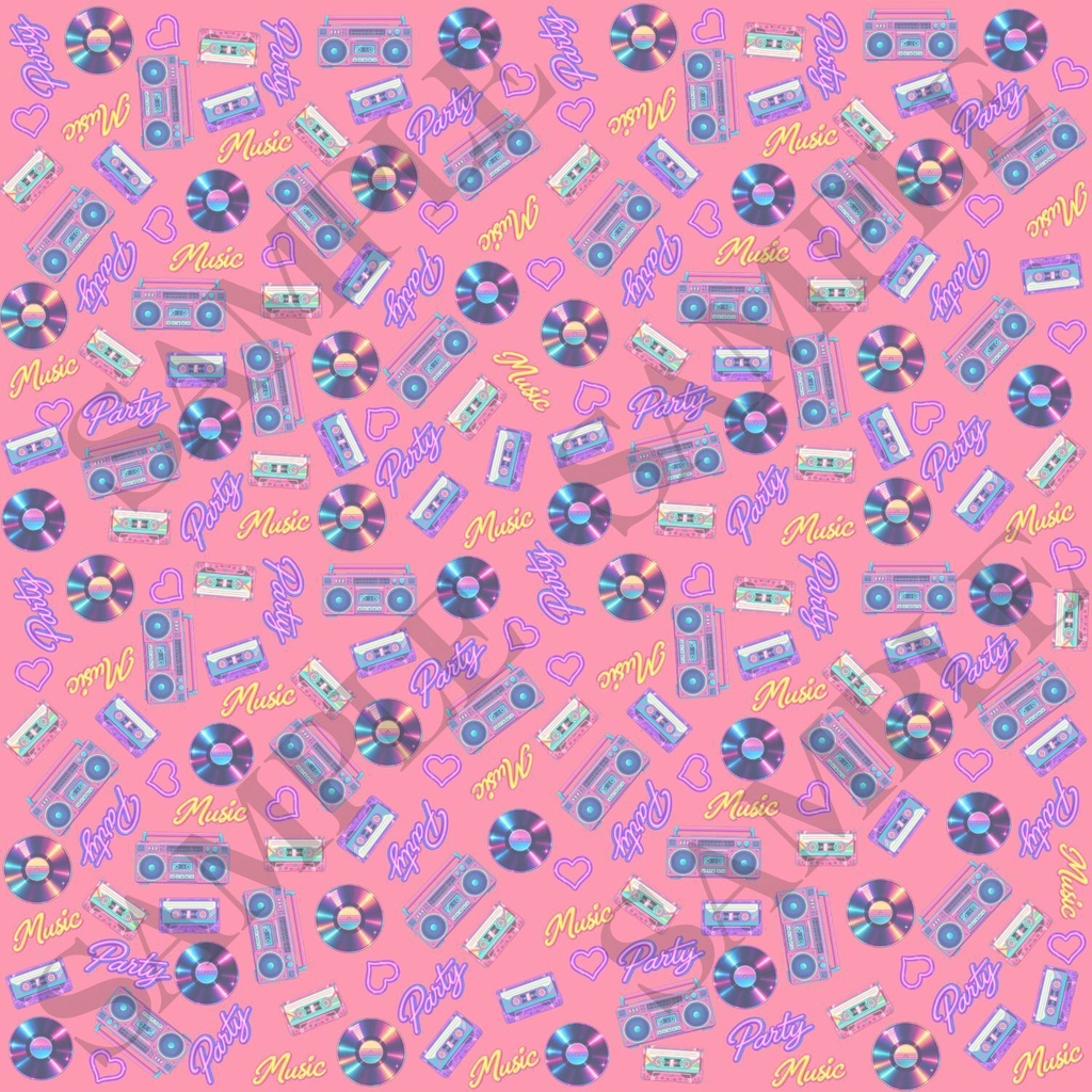 80'sシティーポップミュージックデジタルペーパー4枚セット3600×3600pxPNG・PDF|壁紙・背景素材・ラッピング・手帳素材|商用利用OK|80’s City Pop Music