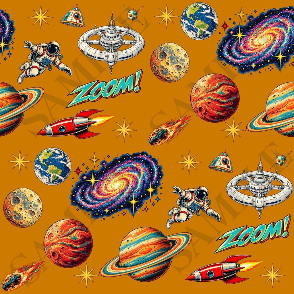 宇宙アドベンチャーデジタルペーパー4枚セット3600×3600pxPNG・PDF|壁紙・背景素材・ラッピング・デジタル手帳|Space Adventure