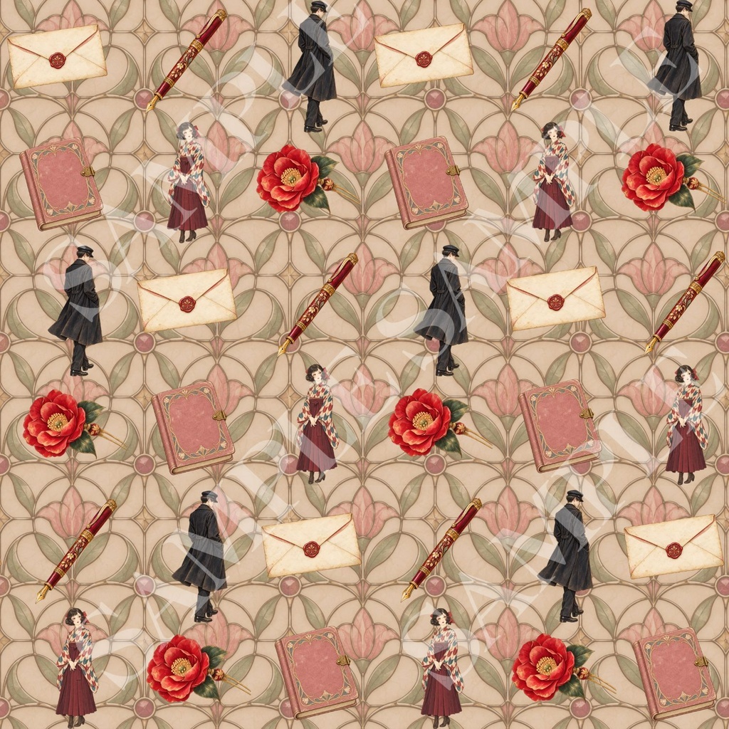 大正浪漫乙女デジタルペーパー4枚セット3600×3600pxPNG・PDF|壁紙・背景素材・ラッピング・デジタル手帳|Taisyo Romantic Maiden