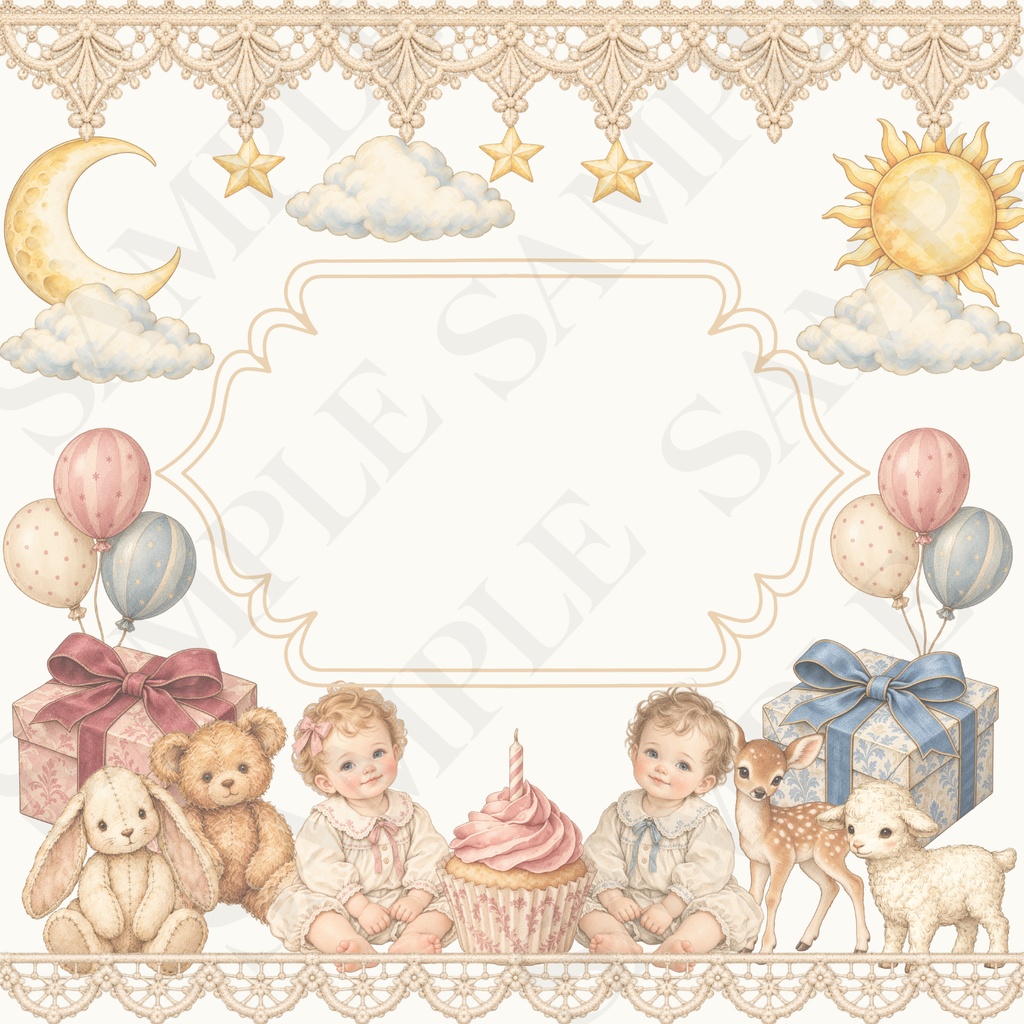 赤ちゃんお祝いデジタルペーパー4枚セット3600×3600pxPNG・PDF|壁紙・背景素材・ラッピング・手帳素材|Celebrating the baby商用利用OK|