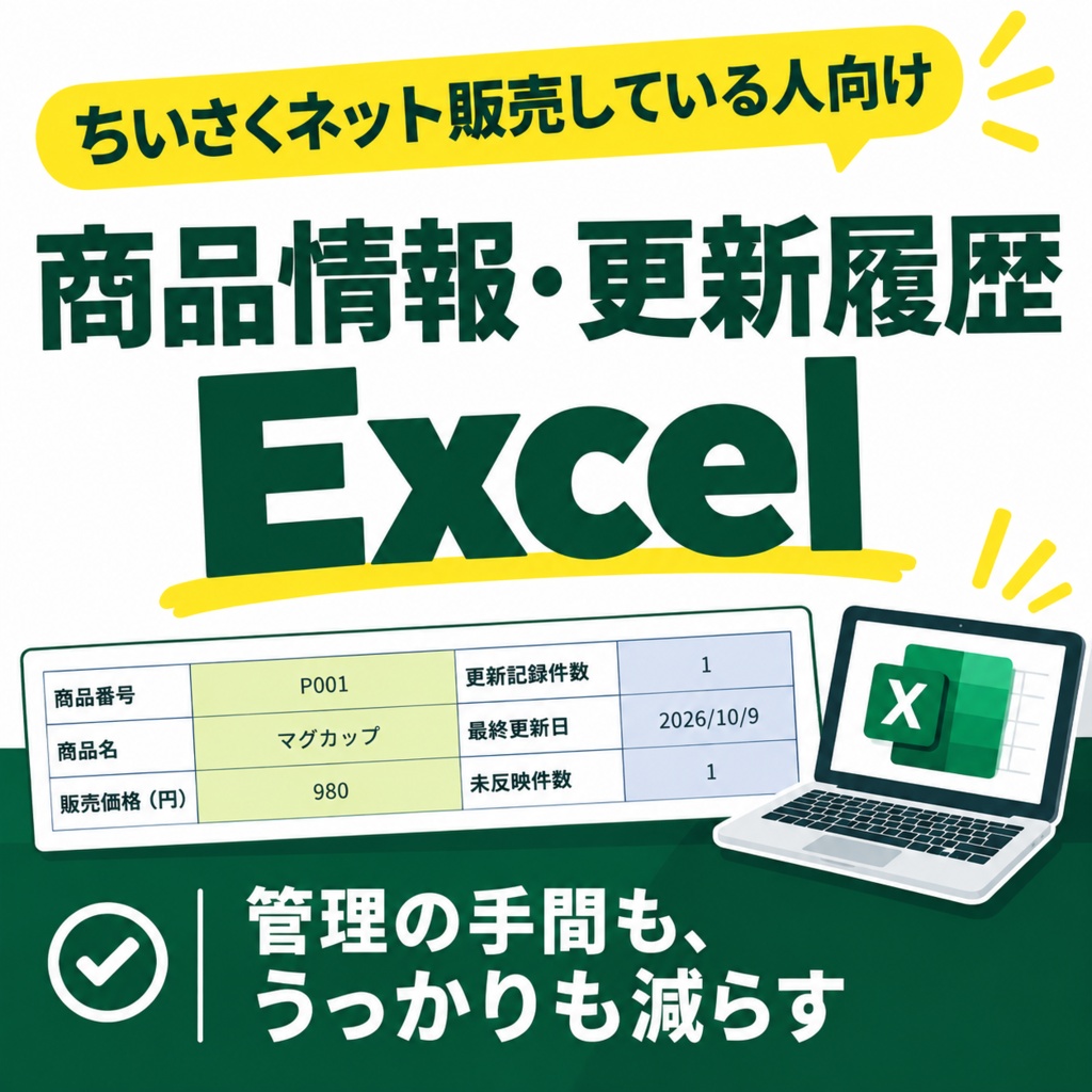 小さくネット販売してる人向け｜かんたん商品情報・更新履歴Excel