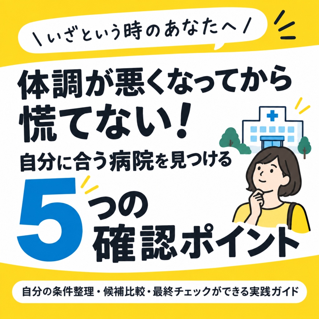 体調が悪くなってから慌てない！   自分に合う病院を見つける5つの確認ポイント 