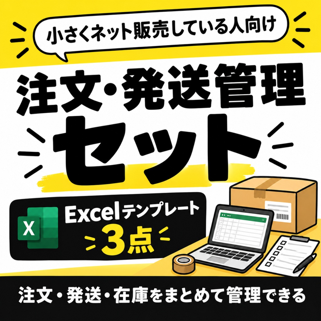 小さくネット販売している人向け｜注文・発送管理セット【Excelテンプレート3点】