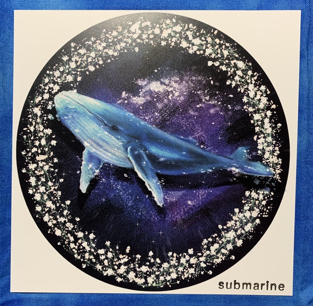 イラストカード クジラと宇宙とかすみ草 Submari Booth