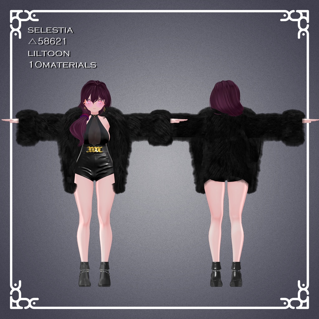 『桔梗,セレスティア,イメリス,Grus』【3D衣装モデル】Fur_coat