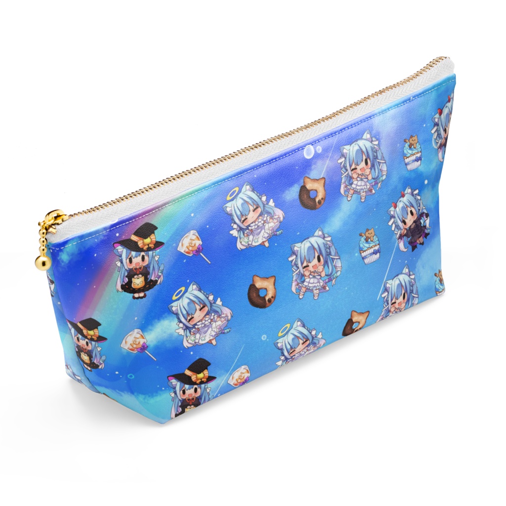 空猫くるみオリジナルポーチ【青空と虹】