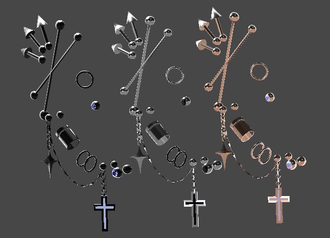 ✟Cross Riot✟ earrings set 17アバター対応