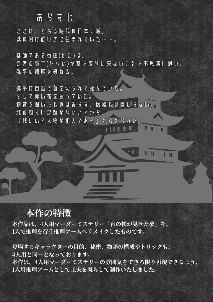 【1人用推理ゲーム】宵の帳が見せた夢