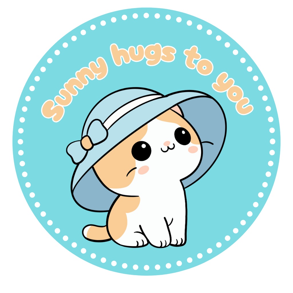 Straw Hat Kitty’s Summer Greetings – Sticker Set (10 PNGs)