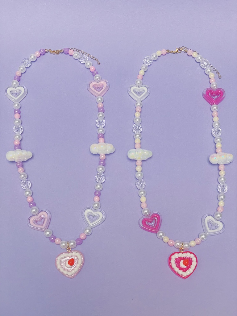 いちごホイップゼリーネックレス(濃いピンク)