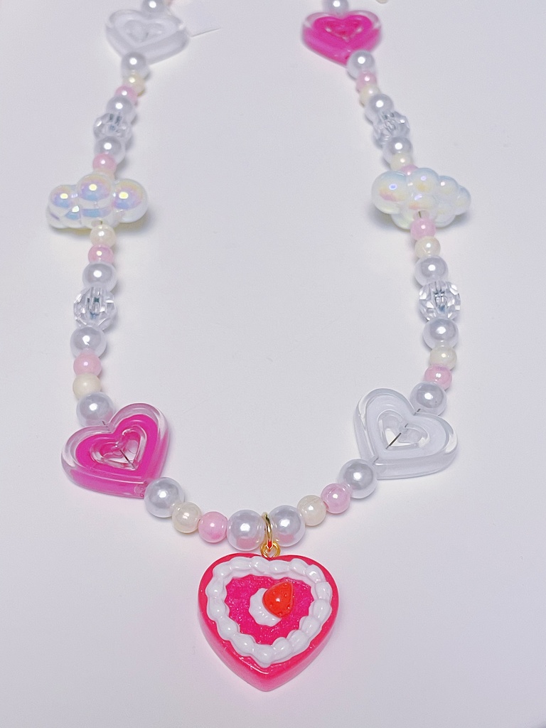 いちごホイップゼリーネックレス(濃いピンク)