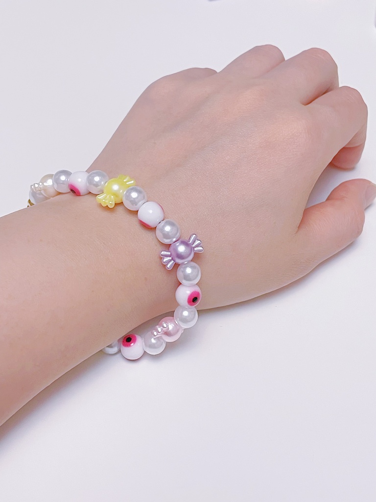 目玉とキャンディブレスレット(ピンク)