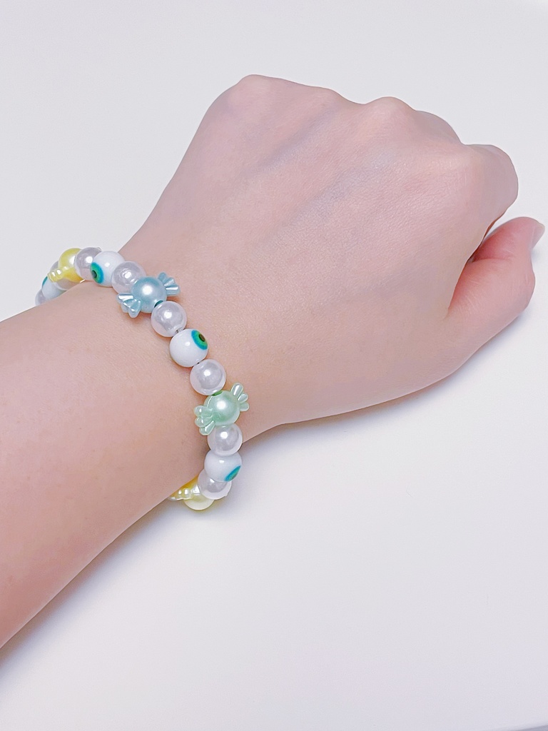 目玉とキャンディブレスレット(ブルー)