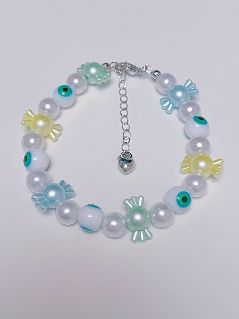 目玉とキャンディブレスレット(ブルー)