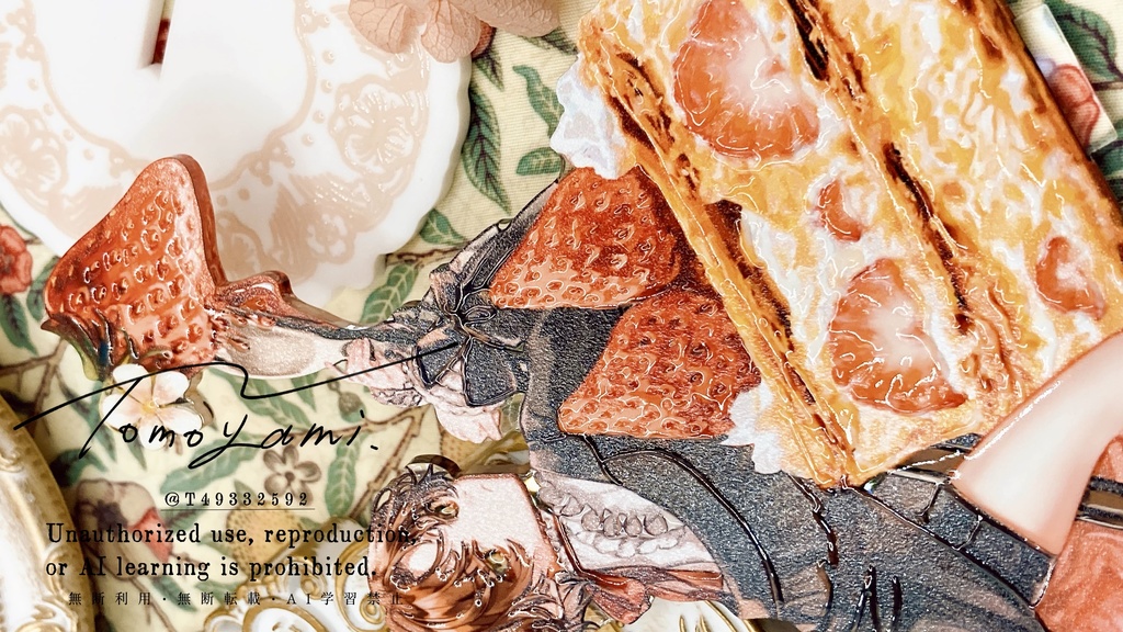 皿の上の苺ミルフィーユ【アクリルスタンド】