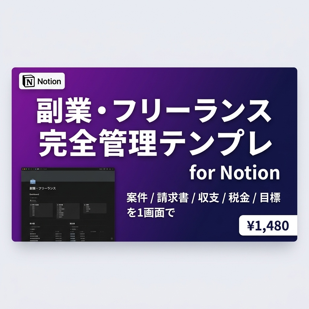 【副業・フリーランス向け Notion テンプレート】 案件・請求・収支・税金をNotionで一活管理!