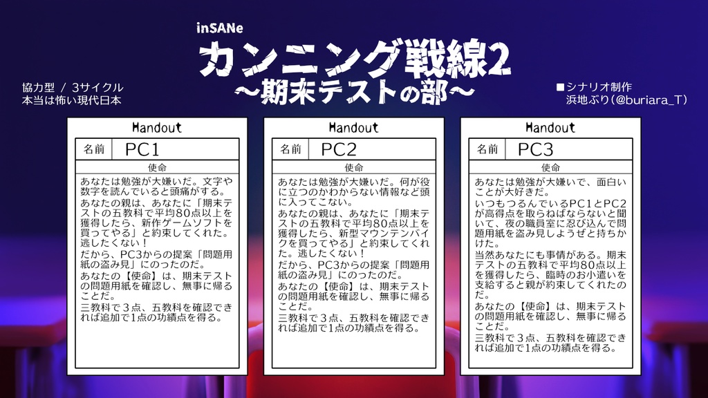 inSANeシナリオ集「カンニング戦線」