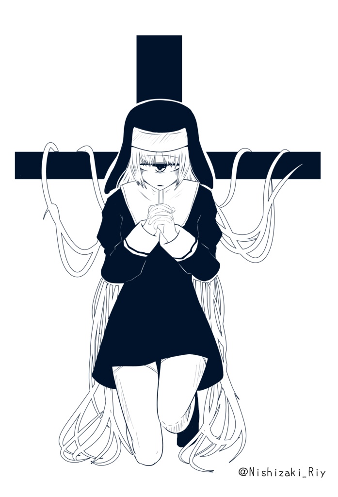 祈る単眼ちゃんシスターロンT