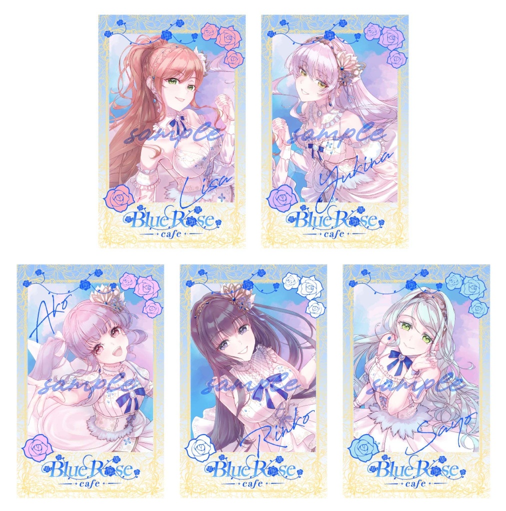 バンドリ Roselia 【BlueRose Cafe】 チェキ風イラストカードセット 礎の花冠ver.