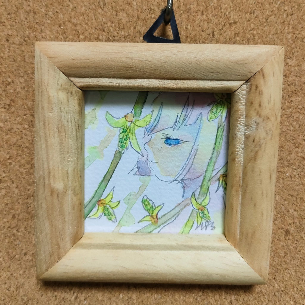 『柳の花と少年』額装ミニ原画